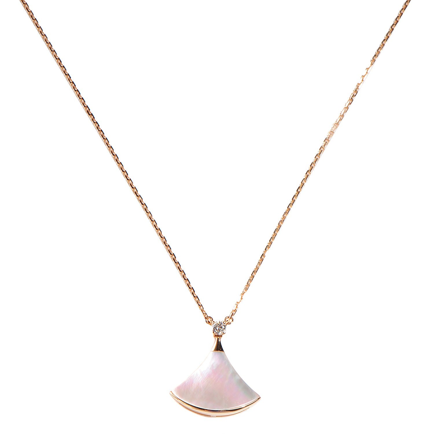 Bulgari 18K Rose Gold Diamond Mother of Pearl Divas' Dream Pendant Necklace 1 of 10