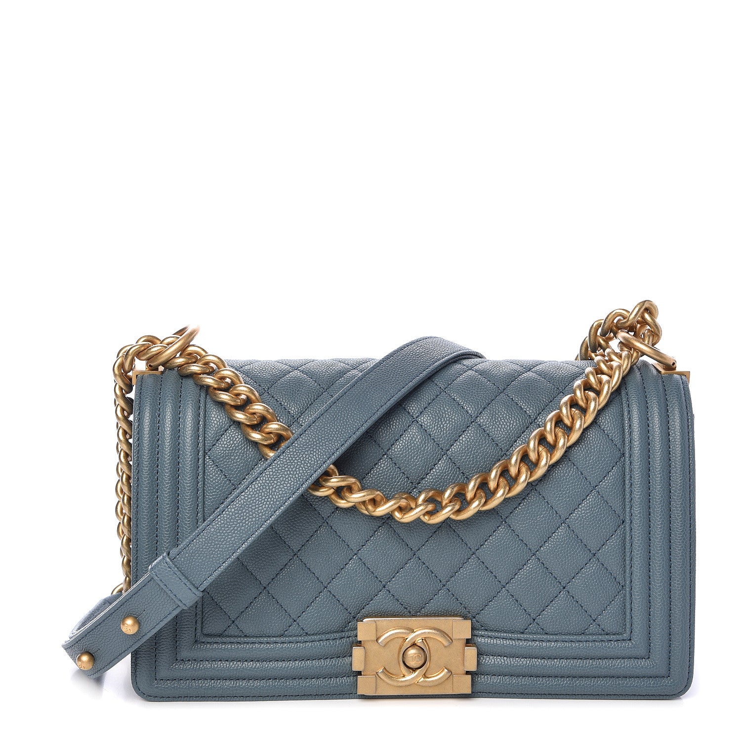 Chanel Caviar Quilted Medium Boy Flap Blue 1 of 10