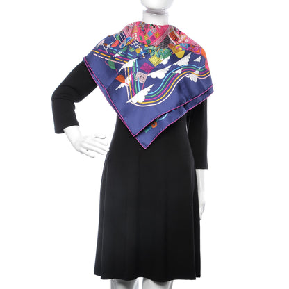 Hermes Silk La Maizeon Des Carres Scarf 90 Marine Rose Vert 2 of 5