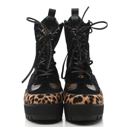 Louis Vuitton Suede Calfskin Monogram Calf Hair Laureate Platform Desert Boots 39 Black 2 of 11