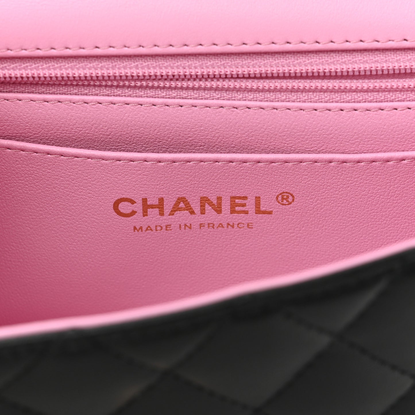 Lambskin Quilted Bi-Color Mini Top Handle Rectangular Flap Black Lilac