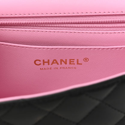 Chanel Lambskin Quilted Bi-Color Mini Top Handle Rectangular Flap Black Lilac 6 of 10