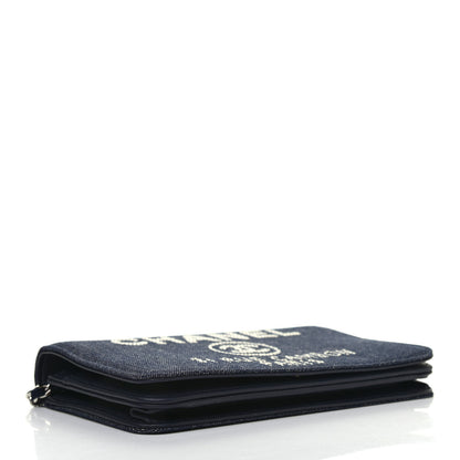 Chanel Canvas Deauville Wallet On Chain WOC Dark Blue 3 of 4
