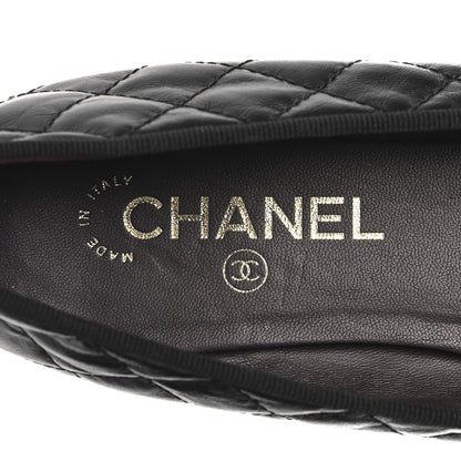 Chanel Aged Calfskin Quilted CC Cap Toe Ballerina Flats 40 Black 9 of 9