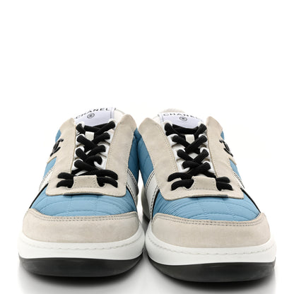 Chanel Suede Fabric Calfskin Womens CC Sneakers 40 Blue Light Gray 2 of 8