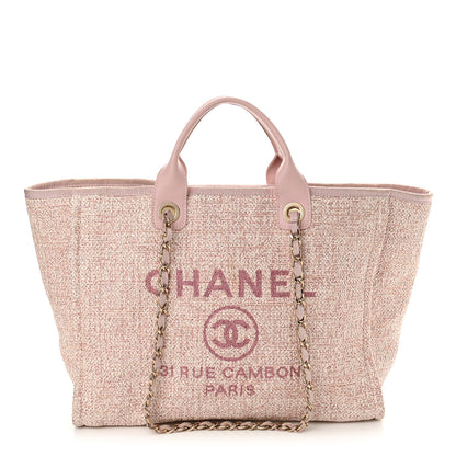 Chanel Lurex Boucle Deauville Medium Tote Pink 1 of 15