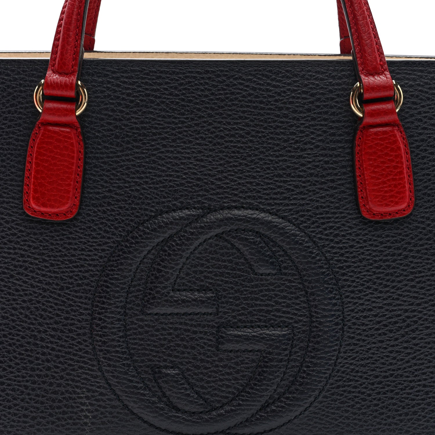 Gucci Dollar Calfskin Medium Soho Top Handle Satchel Blue Hibiscus Red Mystic White 8 of 11