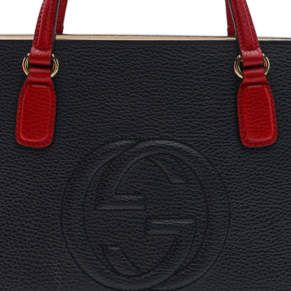 Gucci Dollar Calfskin Medium Soho Top Handle Satchel Blue Hibiscus Red Mystic White 8 of 11