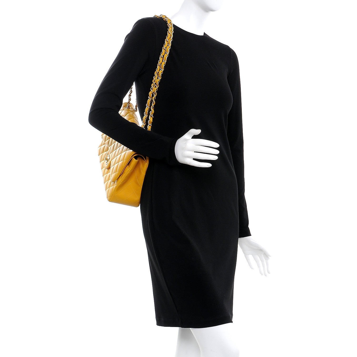 Chanel Lambskin Quilted Jumbo Double Flap Yellow 3 of 12