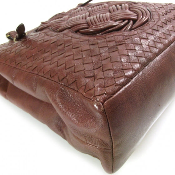 Nappa Intrecciato Tote Dark Red