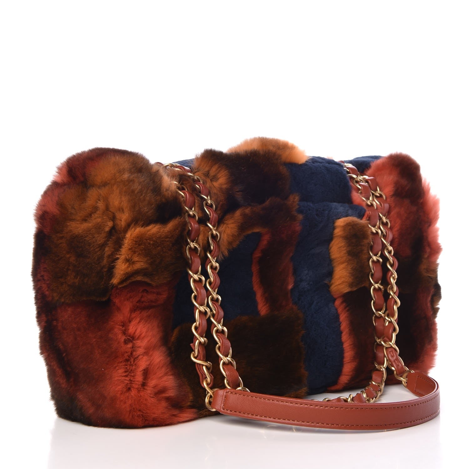 Chanel Orylag Lambskin Medium Flap Blue Orange 3 of 8