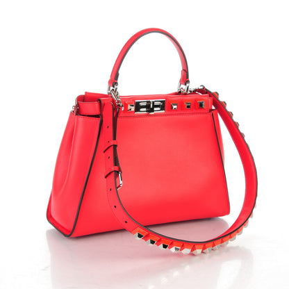 Fendi Vitello Seta Studded Medium Peekaboo Iconic Satchel Fiamma 3 of 7