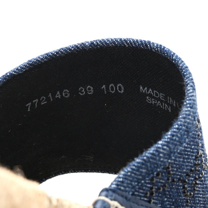 Gucci Denim Crystals GG Monogram Espadrille 20mm Slide Sandals 39 Denim 9 of 10