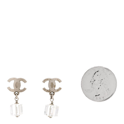 Chanel Metal Resin CC Cube Earrings Transparent 2 of 4