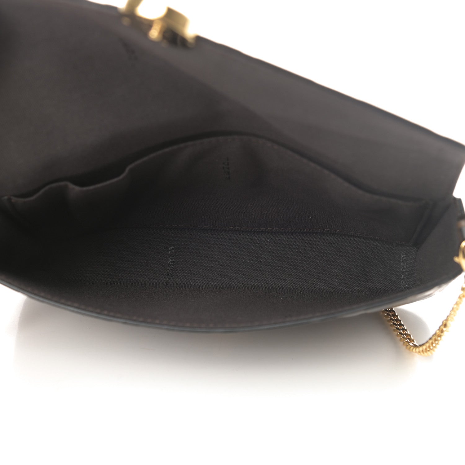 Fendi Vitello Soft F is Fendi Bi-Color FF 1974 Embossed Envelope Wallet On Chain with Pouches Maya Black 7 of 13