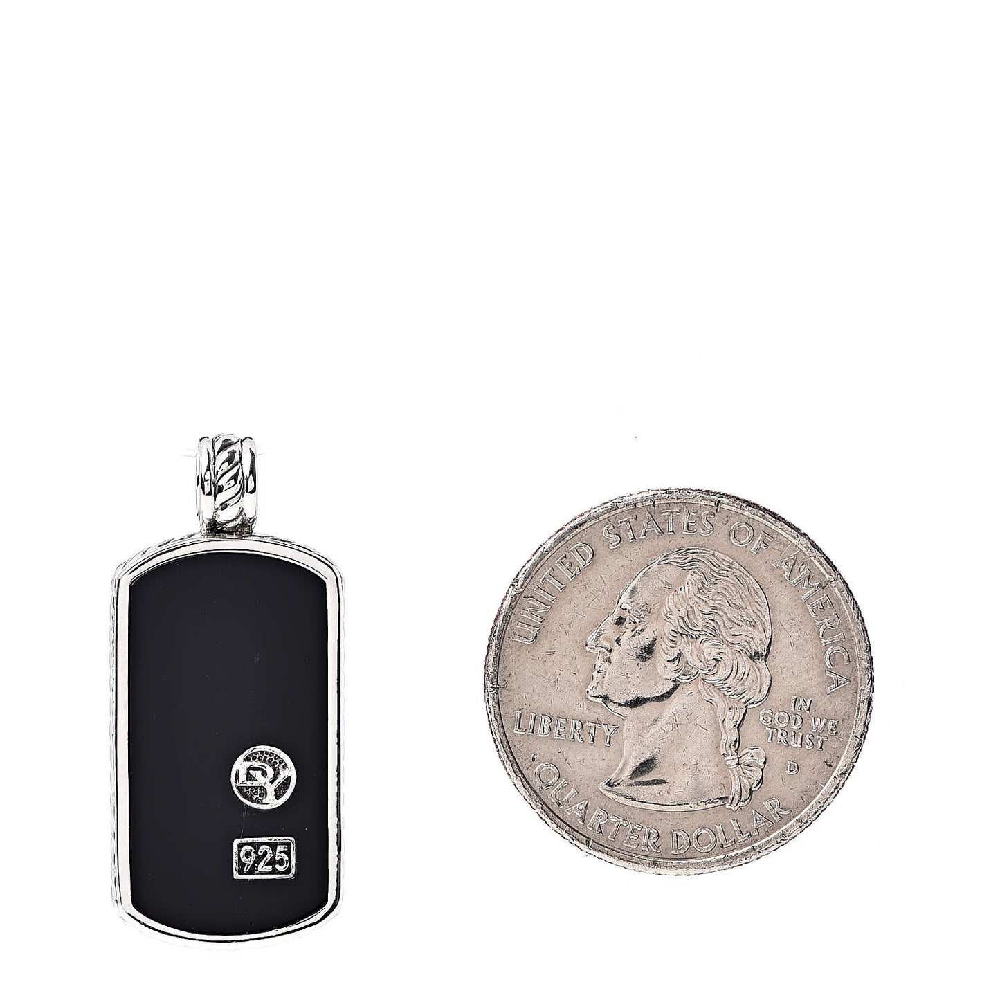 Sterling Silver Black Onyx Dog Tag Pendant