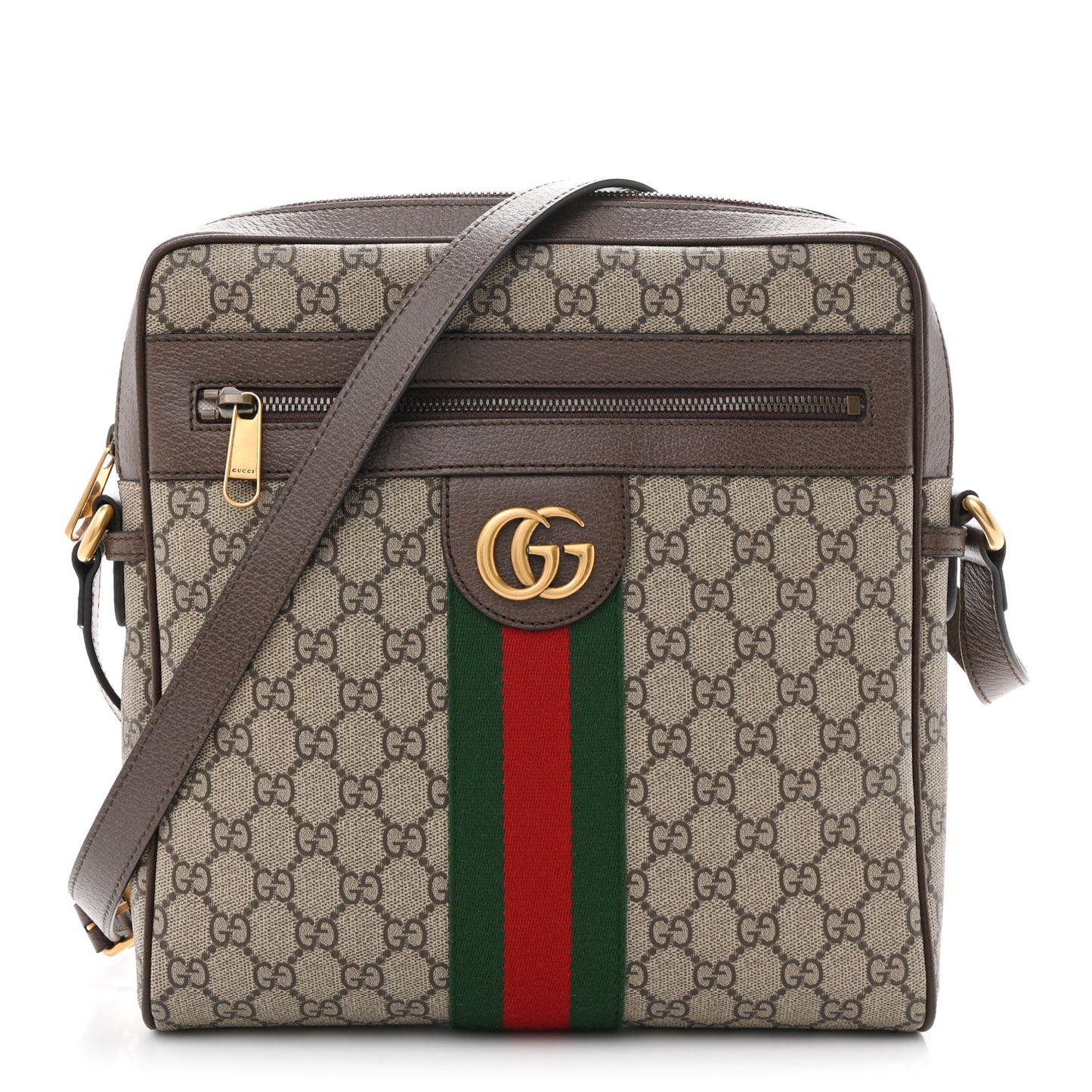 GG Supreme Monogram Web Medium Ophidia Messenger Bag Brown
