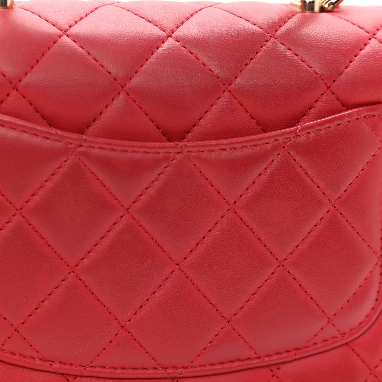 Lambskin Quilted Mini Top Handle Rectangular Flap Red