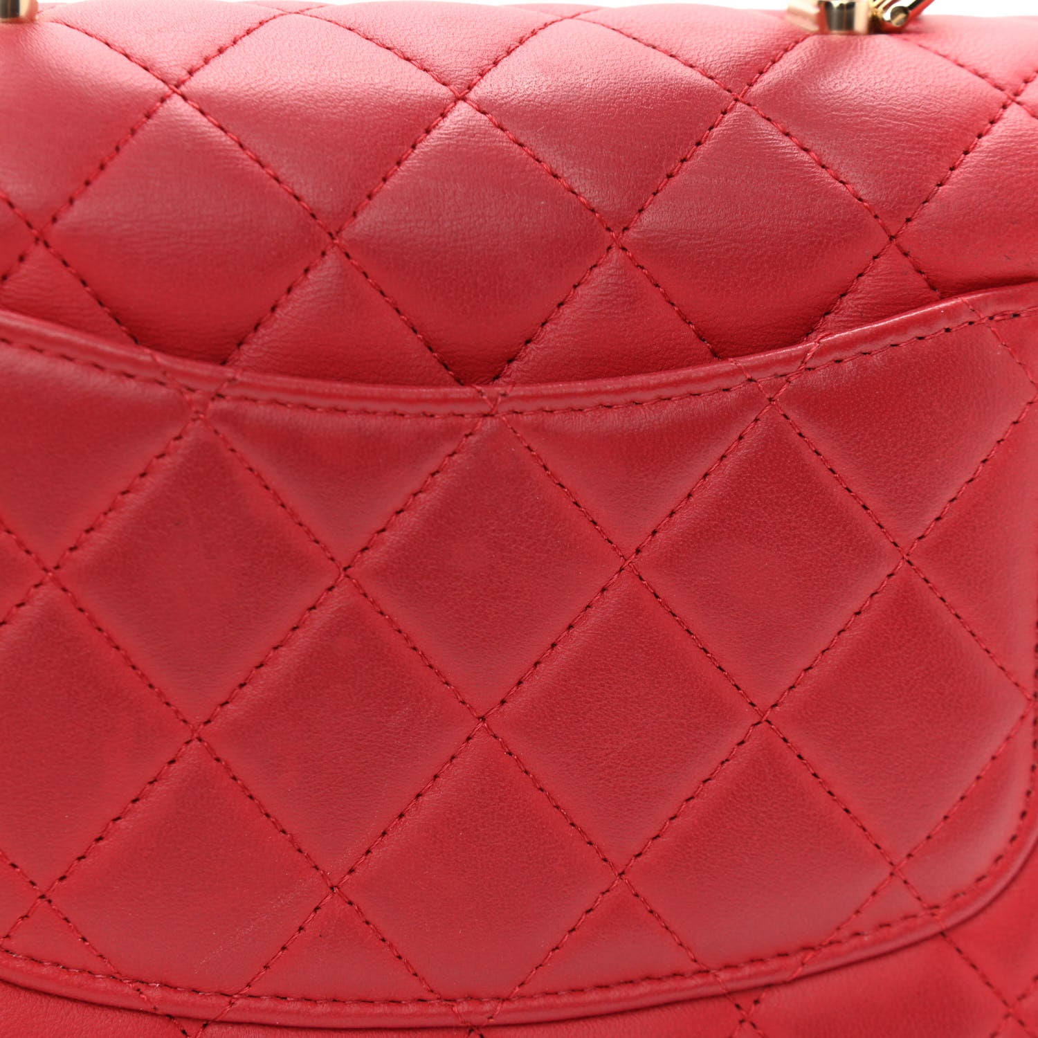 Chanel Lambskin Quilted Mini Top Handle Rectangular Flap Red 15 of 16
