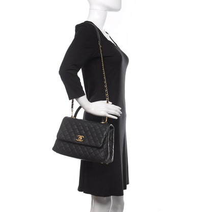 Chanel Caviar Lizard Embossed Quilted Small Coco Handle Flap Black 2 of 11