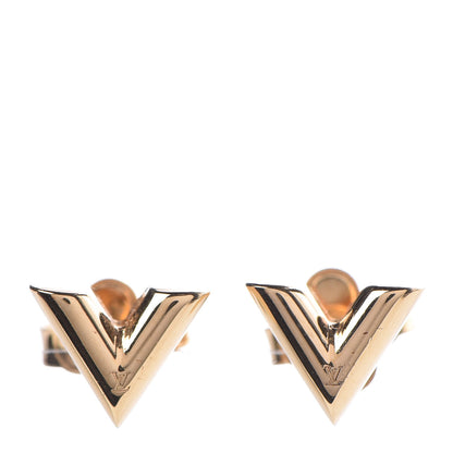 Louis Vuitton Brass Essential V Stud Earrings Gold 1 of 4
