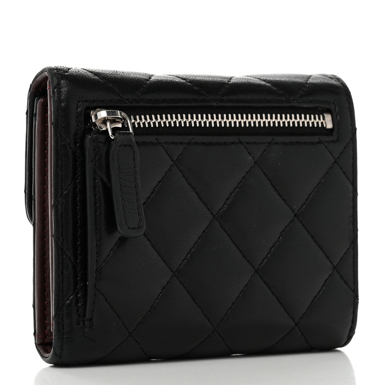 Chanel Lambskin Quilted Compact Flap Wallet Black 3 of 8