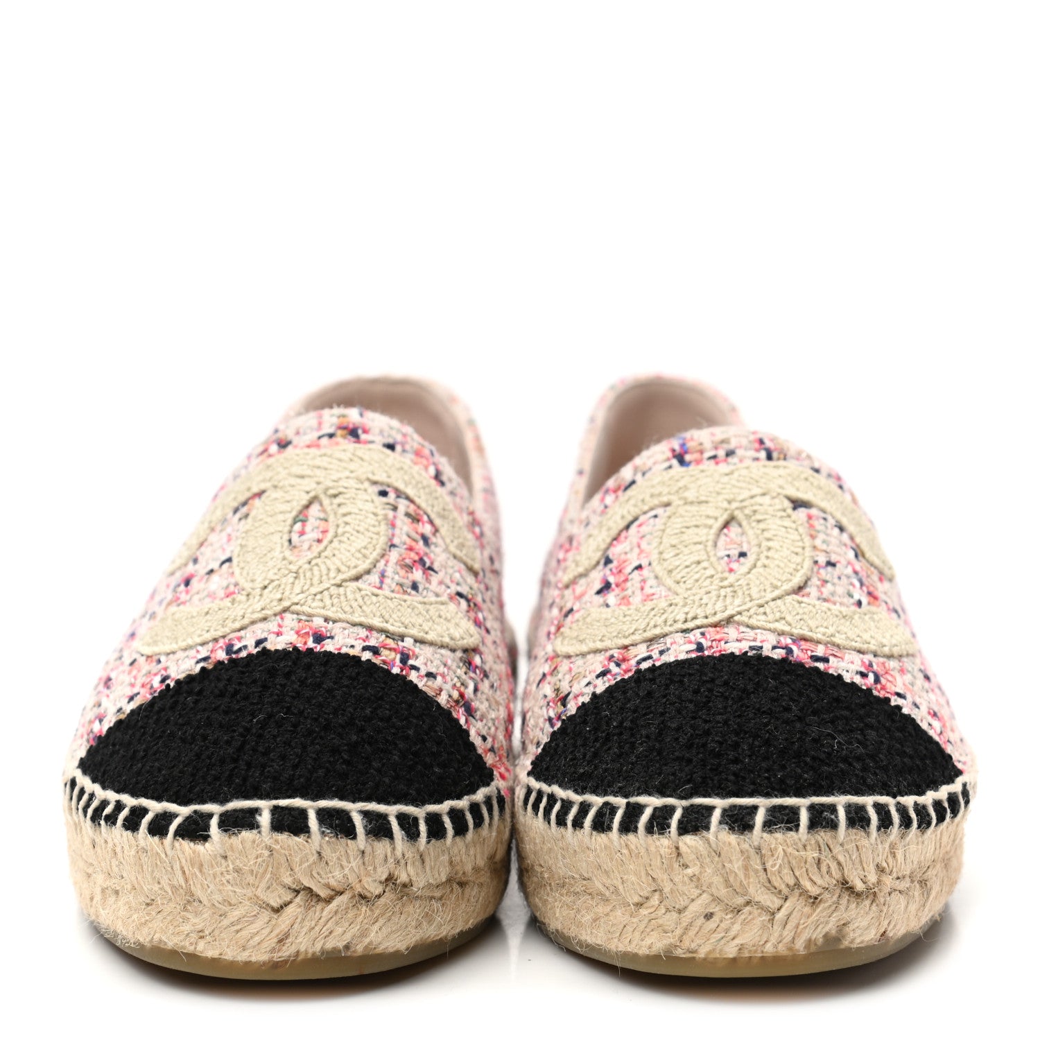 Chanel Tweed CC Espadrilles 36 Pink Black 2 of 7