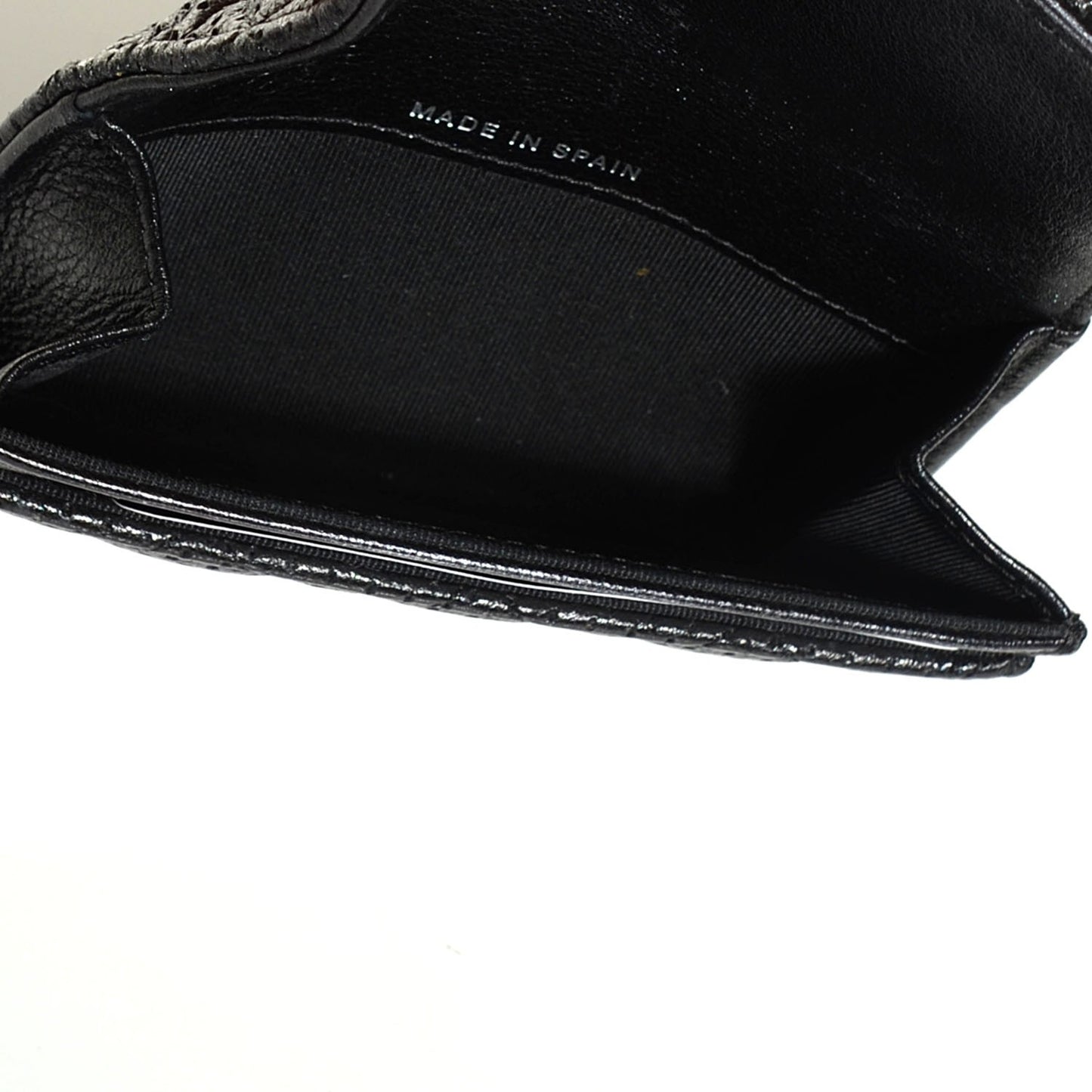 Lambskin Perforated Quilted Card Holder Black