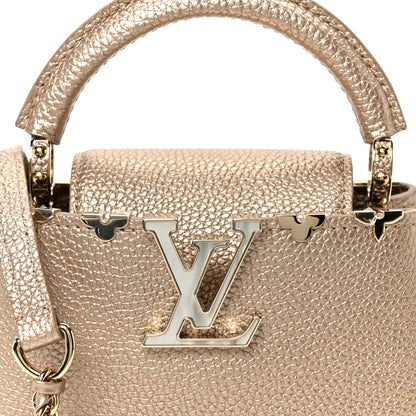 Louis Vuitton Metallic Taurillon Embellished Flower Crown Mini Capucines Gold 7 of 10