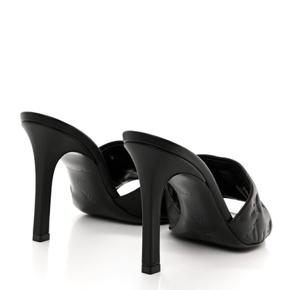 Louis Vuitton Lambskin Embossed Monogram Revival High Heel Mules 37.5 Black 4 of 10