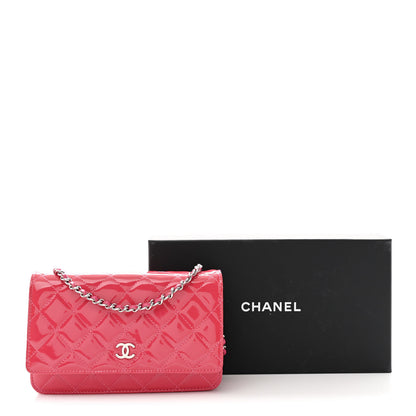 Chanel Patent Calfskin Quilted Wallet On Chain WOC Pink 12 of 12