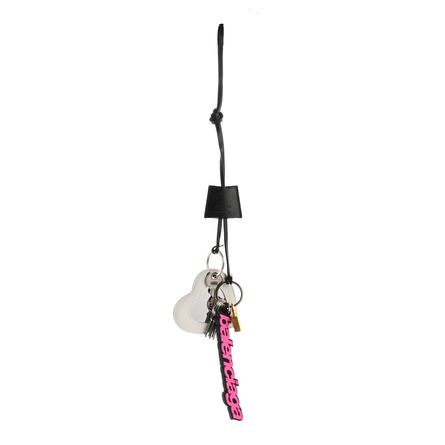 Balenciaga Agneau Brass TPU Le Cagole Charm Key Holder Black White 1 of 6