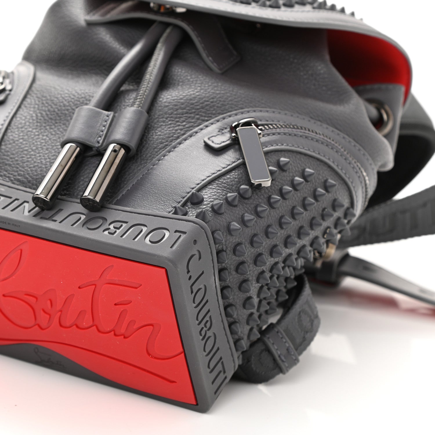 Christian Louboutin Calfskin Spiked Small Explorafunk Backpack Grey 9 of 9