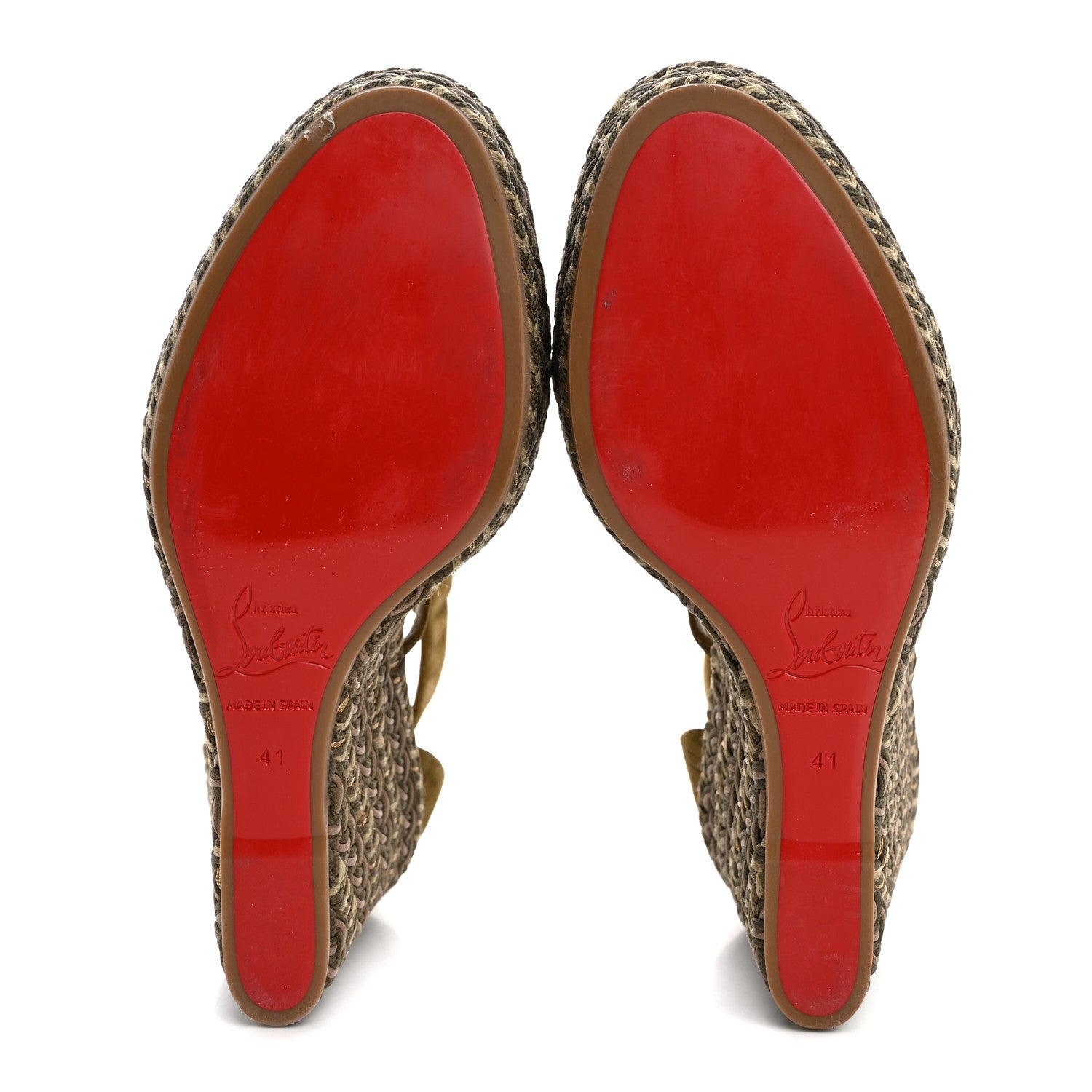Christian Louboutin Tresse Veau Velours Bodrum 110 Wedge Sandals 41 Green Tea 6 of 12