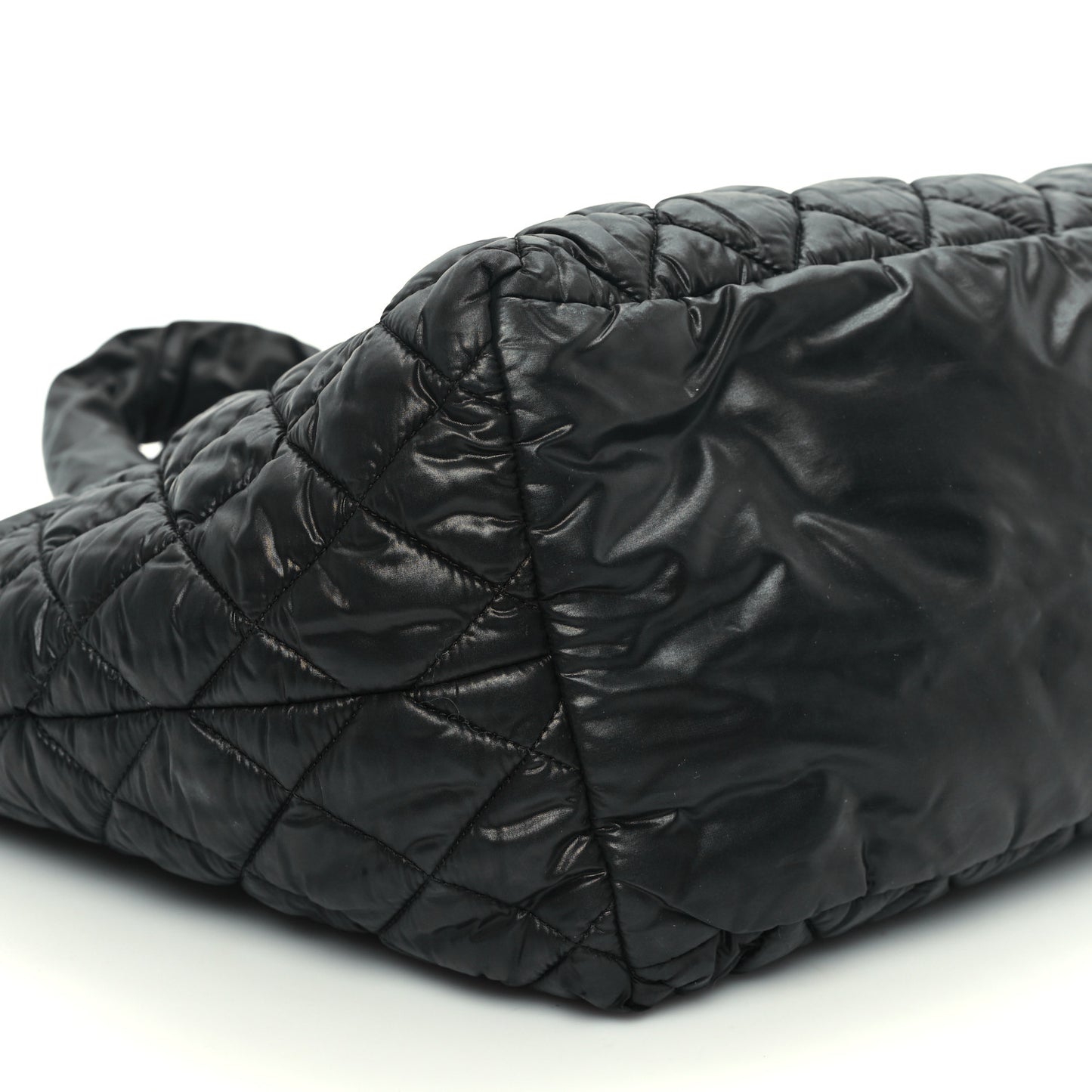 Nylon Quilted Coco Cocoon Reversible Tote Black