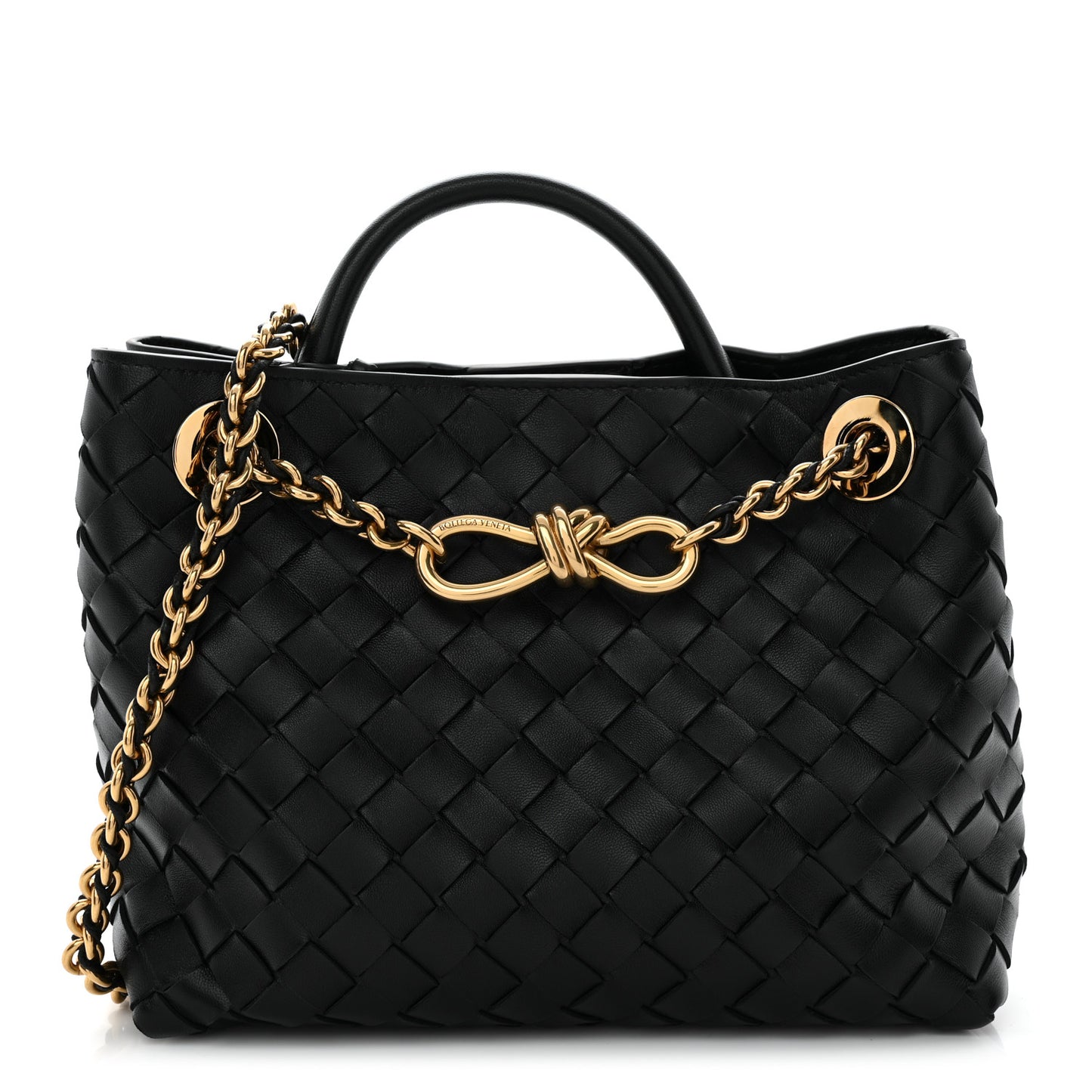 Nappa Intrecciato Small Andiamo With Chain Shoulder Bag Black Black
