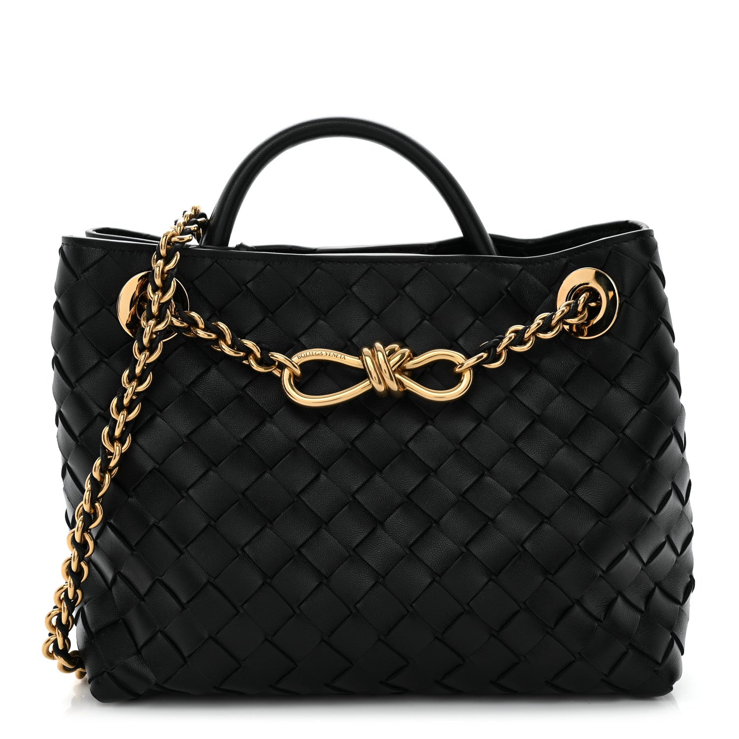 Bottega Veneta Nappa Intrecciato Small Andiamo With Chain Shoulder Bag Black Black 1 of 9