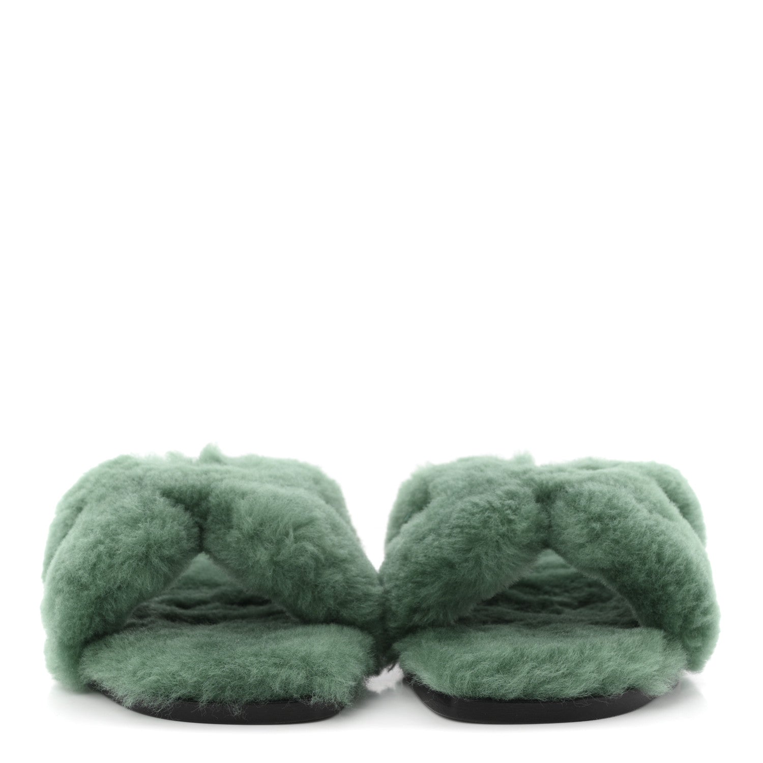 Hermes Woolskin Oran Sandals 37.5 Vert Anglais 3 of 10