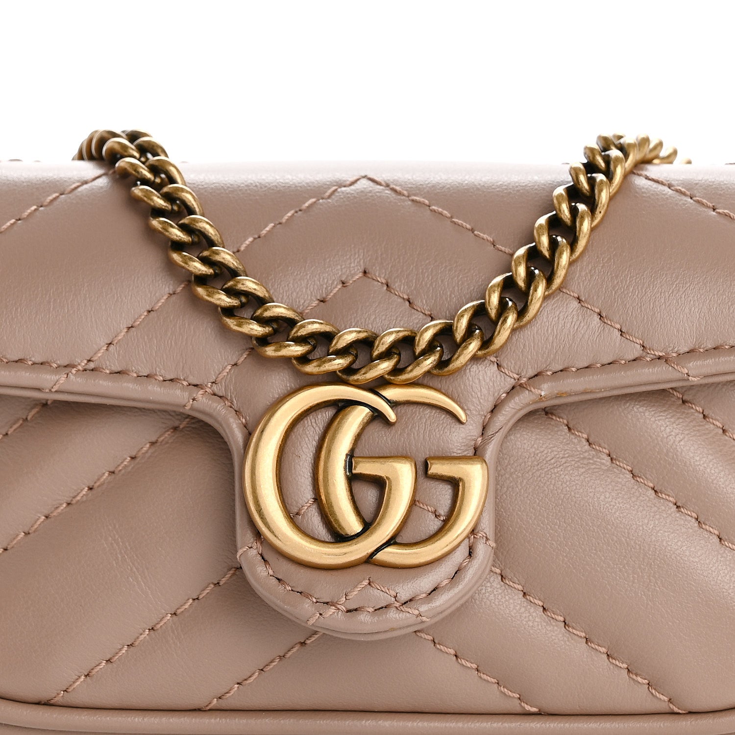 Gucci Calfskin Matelasse Heart GG Marmont 2.0 Coin Purse On A Chain Porcelain Rose 7 of 9