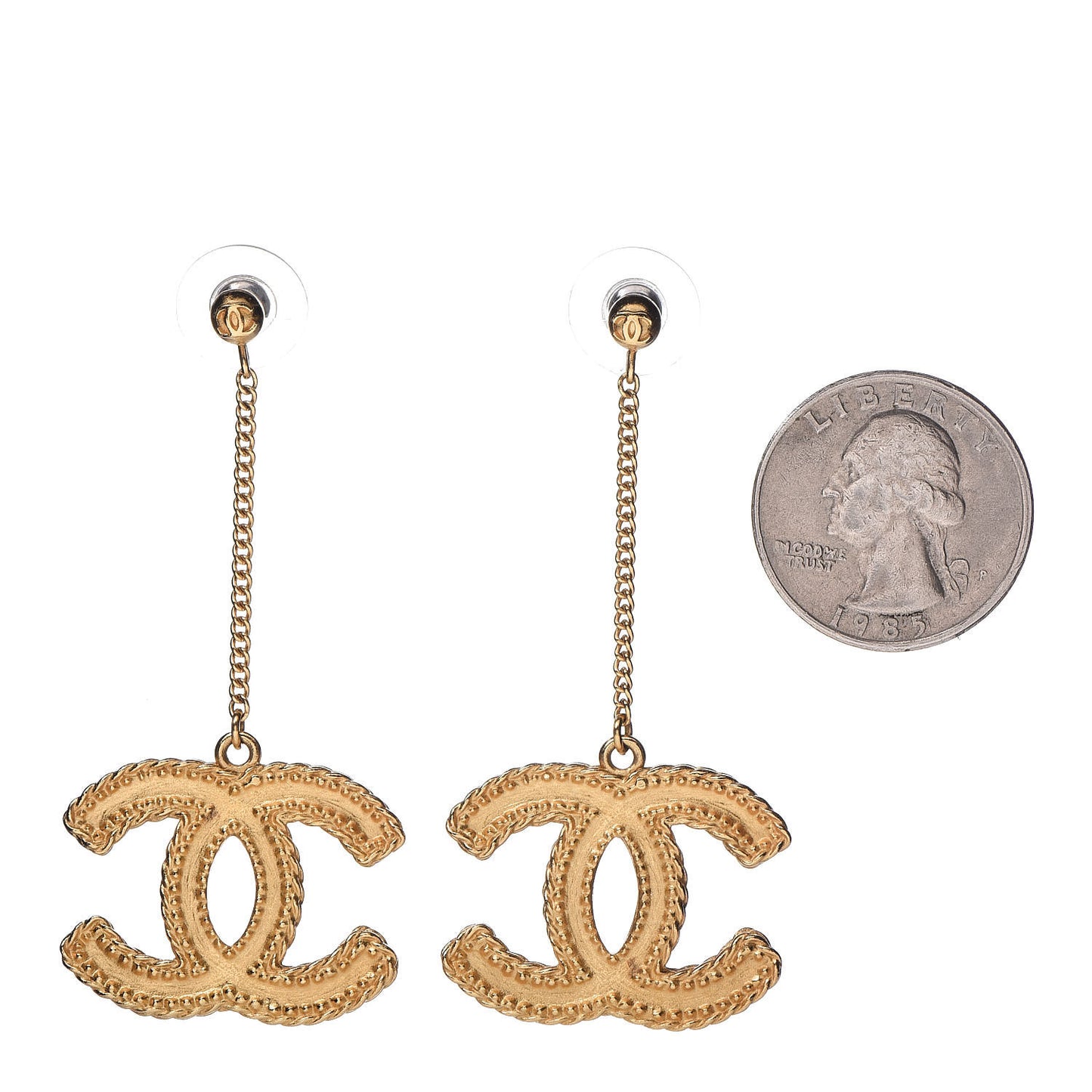 CC Drop Earrings Matte Gold