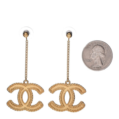 Chanel CC Drop Earrings Matte Gold 2 of 4