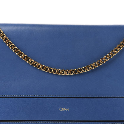 Chloe Lambskin Large Elle Chain Clutch Blue 9 of 9