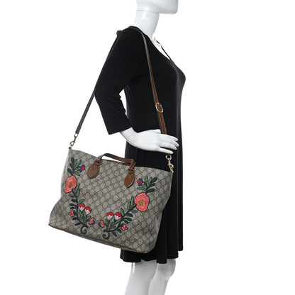 Gucci Soft GG Supreme Monogram Embroidered Crossbody Tote Brown 2 of 11