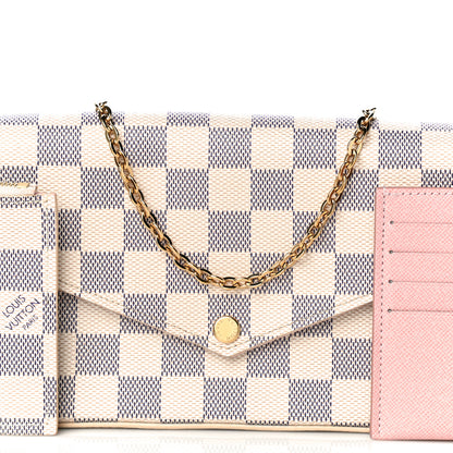 Louis Vuitton Damier Azur Pochette Felicie Chain Wallet Rose Ballerine 21 of 39