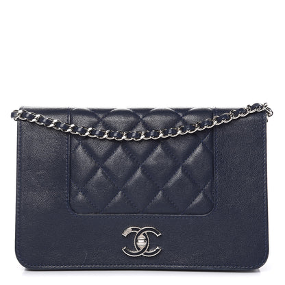 Chanel Sheepskin Quilted Mademoiselle Vintage Wallet On Chain WOC Blue 1 of 19