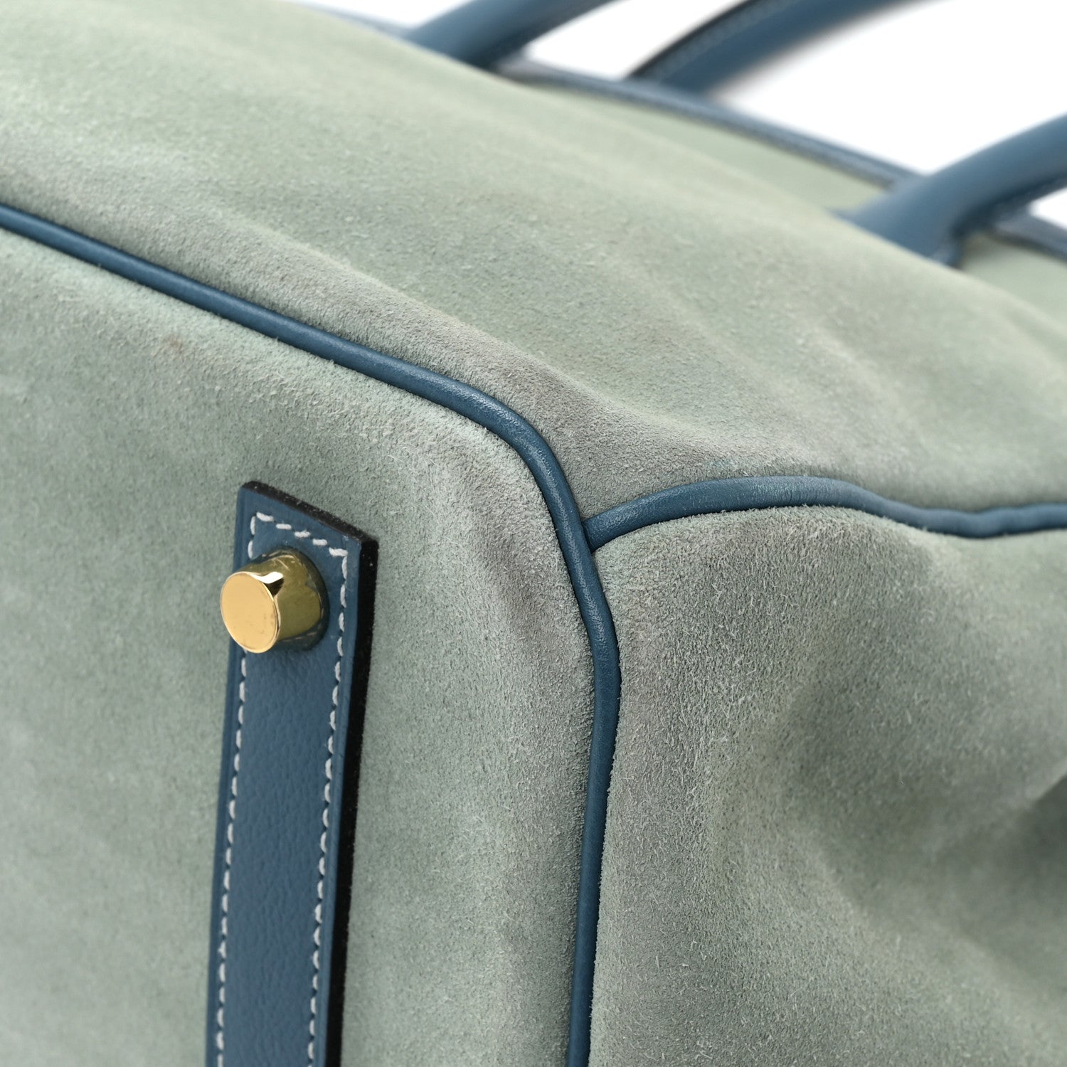 Hermes Veau Doblis Evergrain Grizzly Birkin 35 Bleu de Galice Ciel 13 of 13