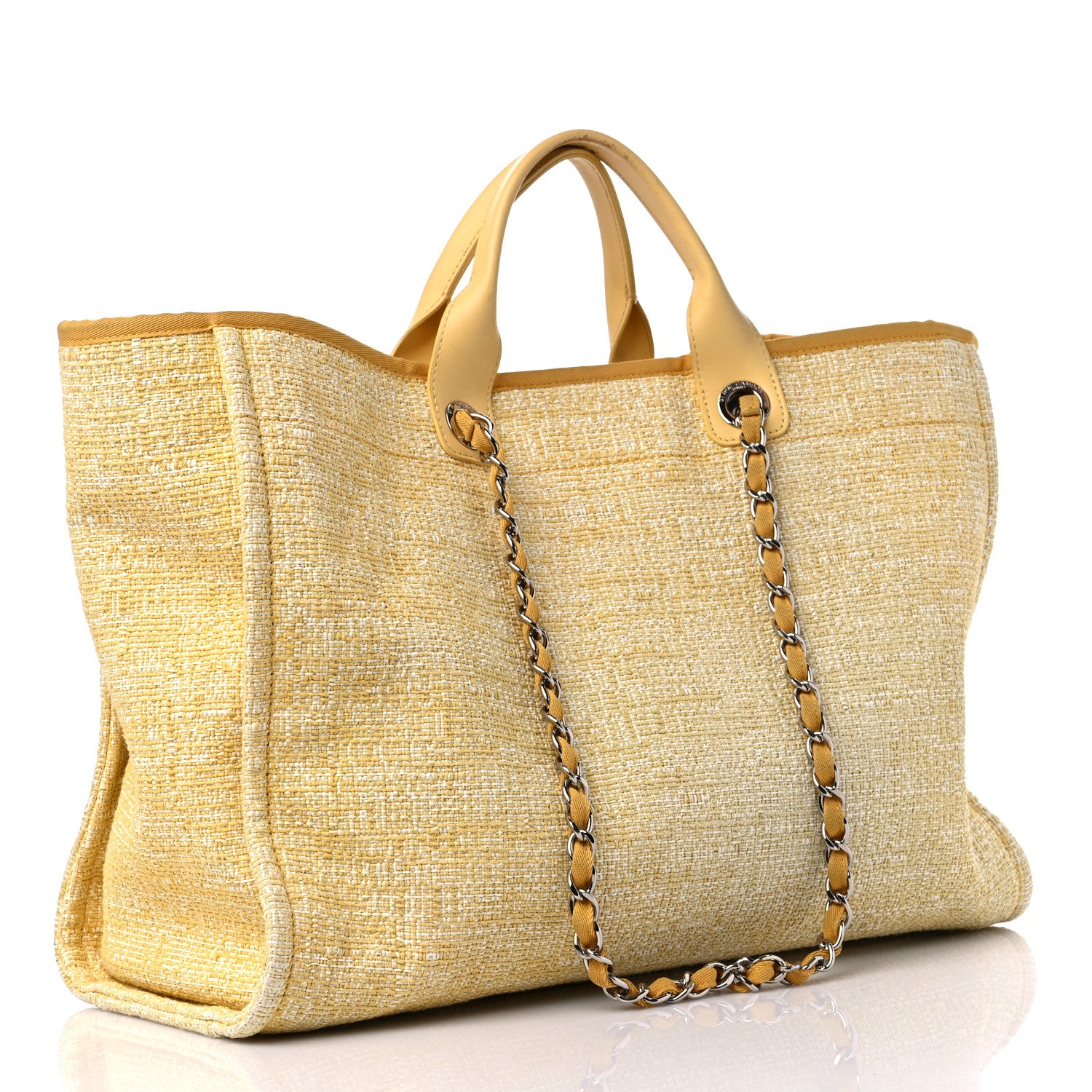 Chanel Canvas Large Deauville Tote Light Yellow 3 of 14