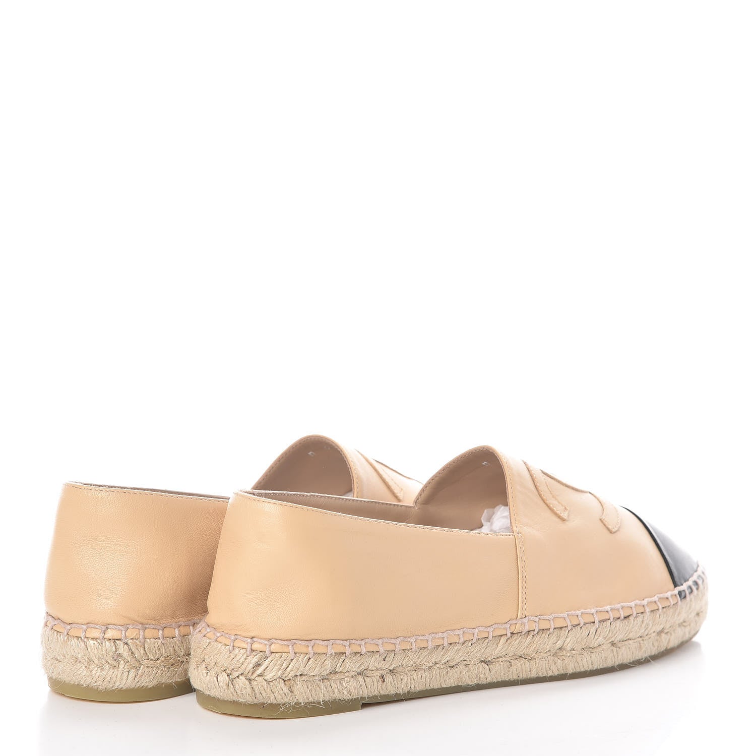 Chanel Lambskin CC Espadrilles 40 Beige Black 4 of 8