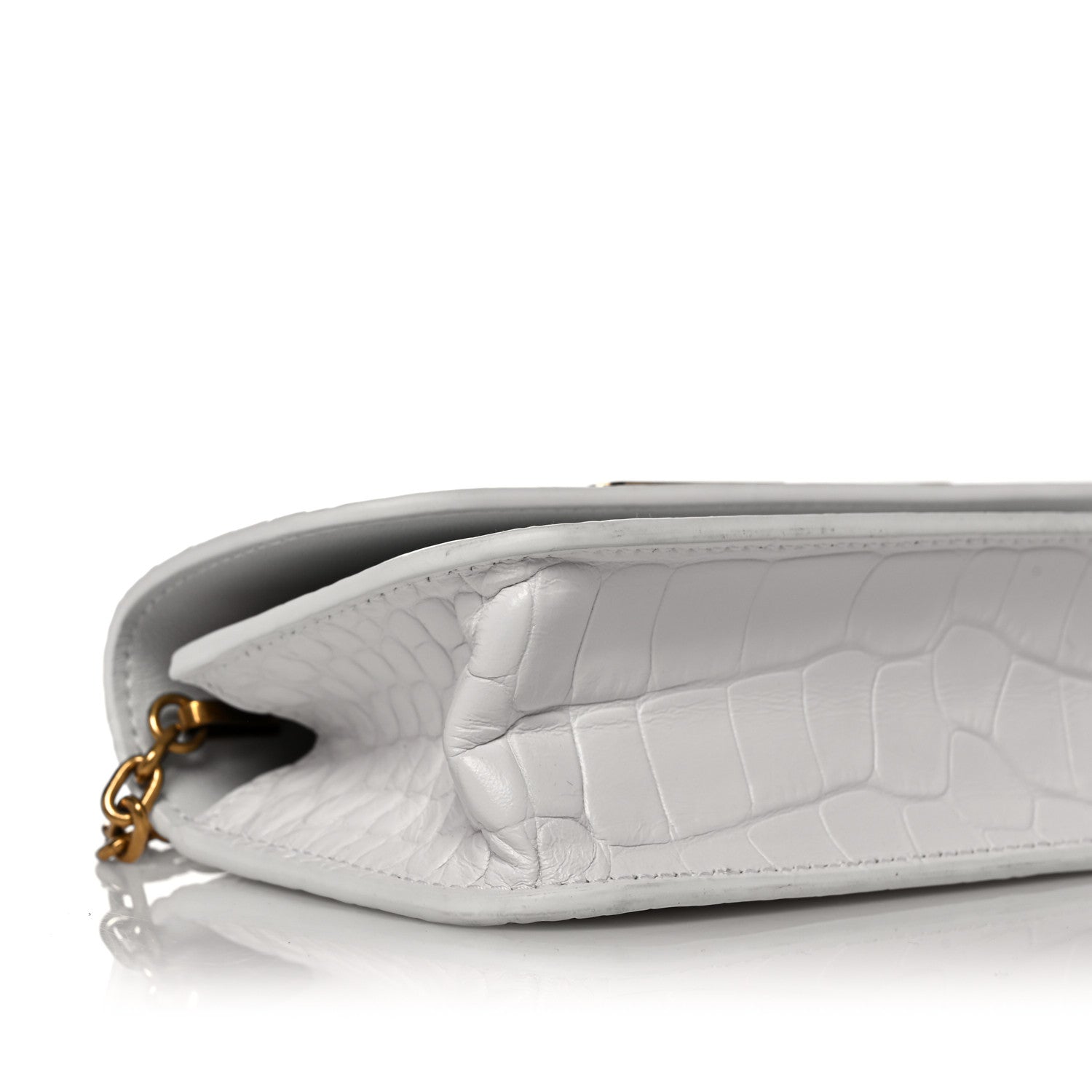 Balenciaga Extra Supple Calfskin Crocodile Embossed Gossip Wallet On Chain Optic White 8 of 9