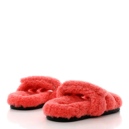 Hermes Woolskin Womens Chypre Sandals 40 Rose Du Desert 4 of 9